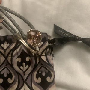 Small Brighton bracelet leather and silver tone with pink stone